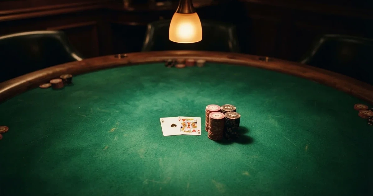 Oplyst spillebord med kort, set ovenfra — dansk live roulette